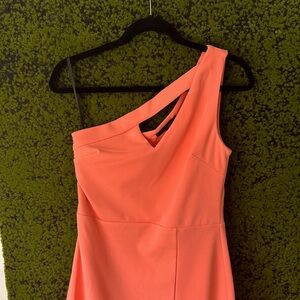 Single strap, midi, coral dress